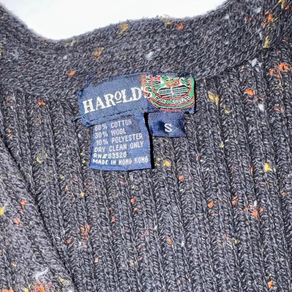 Vintage Harold’s Dark Charcoal/Blackish Ribbed‎ Knit Cotton & Wool Vest